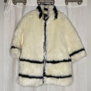 H&M Cream Teddy Jacket with Black Stripes